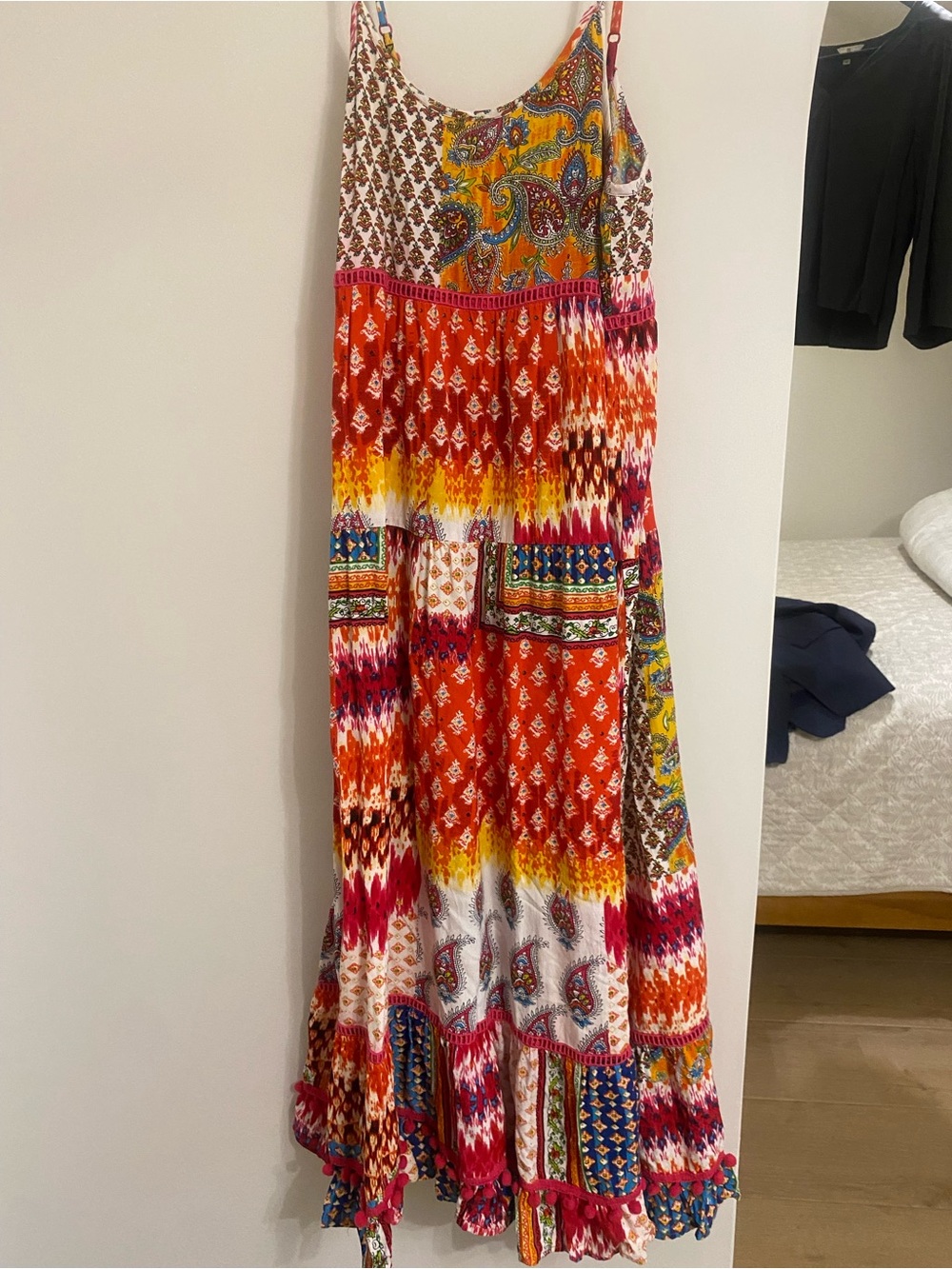 Source Unknown Vibrant Multi-Pattern Maxi Skirt in Orange, Yellow, Pink, Blue
